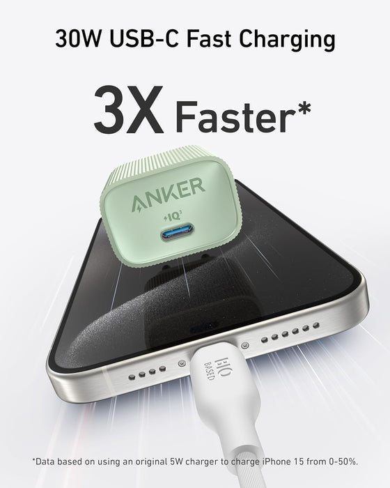 Anker Nano USB-C Plug, 30W Fast USB-C Charger - Lichtgroen