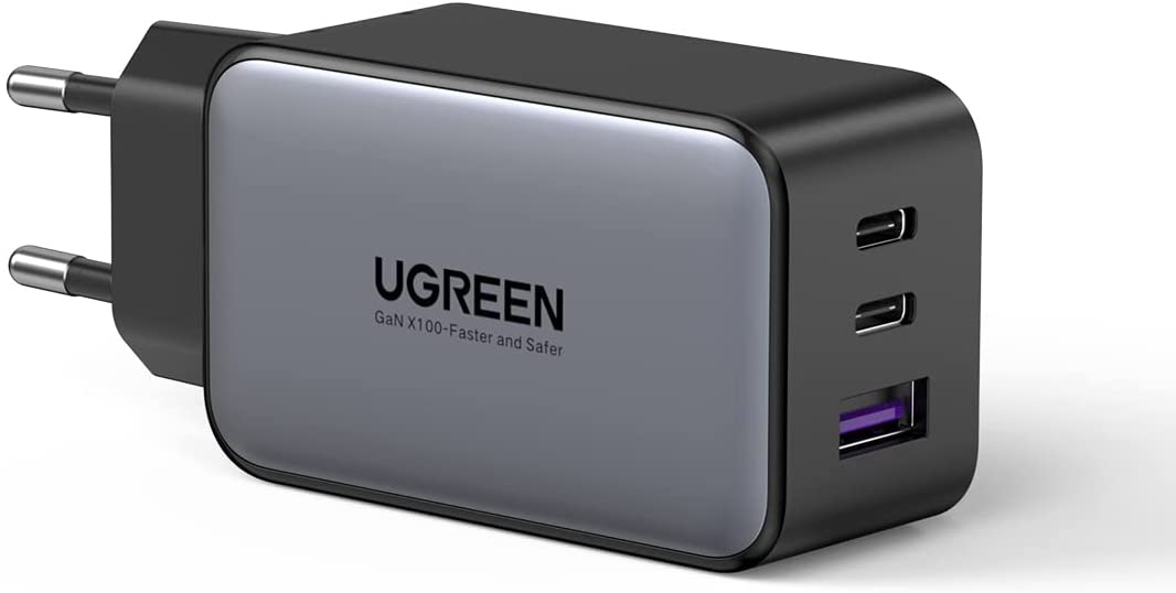 Ugreen 3 poort 65W lader 2x USB-C 1x USB - Zwart