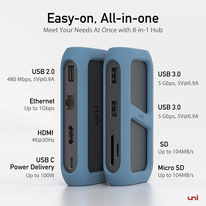 Uni USB-C Hub (8 poorts)