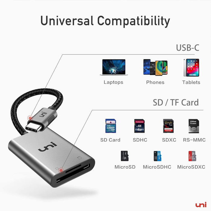 Uni USB-C naar SD/MicroSD-kaartlezer